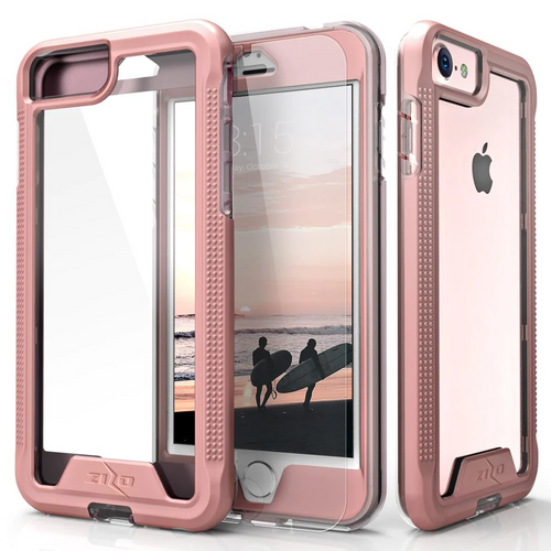 ZIZO ION Series Case for iPhone SE (3rd and 2nd gen)/8/7 - Rose Gold & Clear