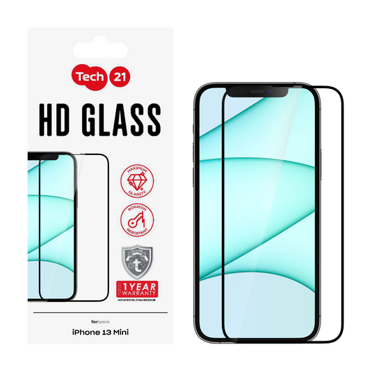 Tech21 Tempered Glass Screen Protector for iPhone 13 Mini - Black