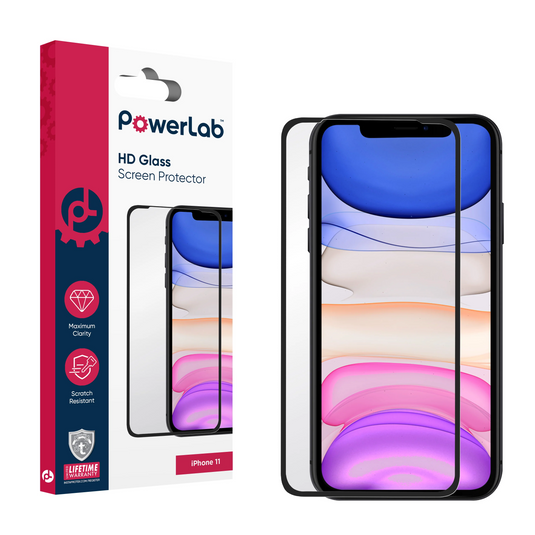 PowerLab HD Glass Screen Protector for iPhone 11 - Black