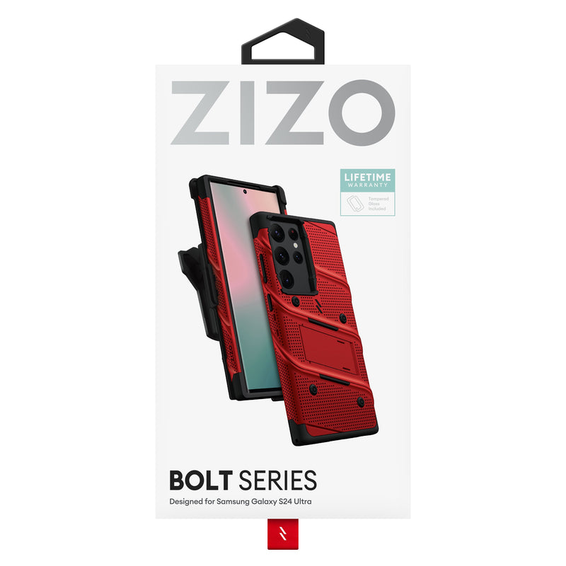 Load image into Gallery viewer, ZIZO BOLT Bundle Galaxy S24 Ultra Case - Red
