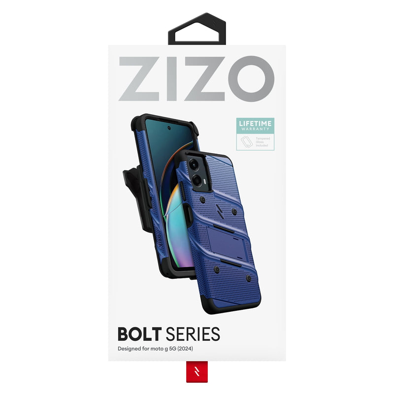 Load image into Gallery viewer, ZIZO BOLT Bundle moto g 5G (2024) Case - Blue
