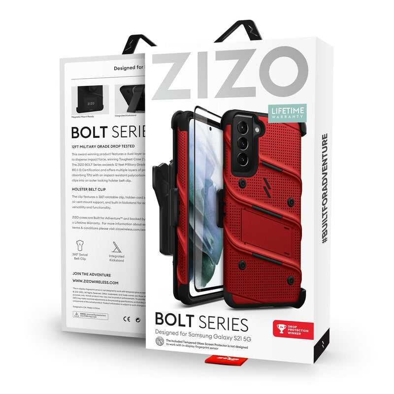 Load image into Gallery viewer, ZIZO BOLT Series Galaxy S21 5G Case - Red &amp; Black
