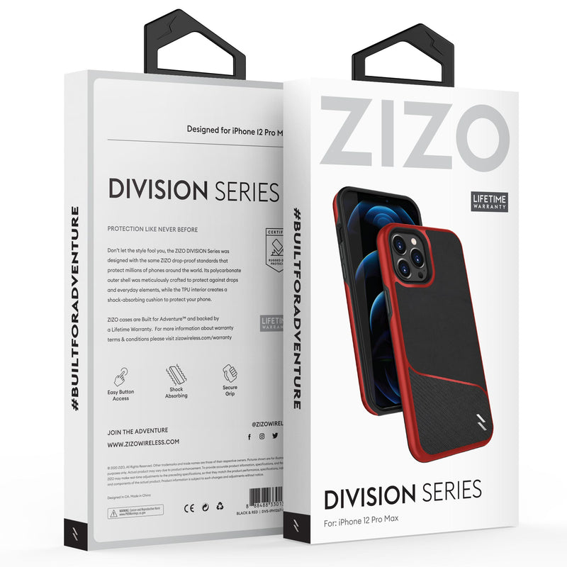 Load image into Gallery viewer, ZIZO DIVISION Series iPhone 12 Pro Max Case - Black &amp; Red
