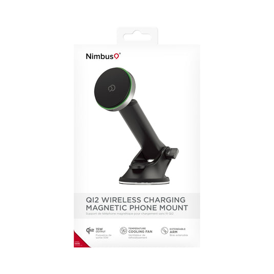 Nimbus9 Qi2 Wireless Charging Magnetic Phone Mount (Windshield/Dash) - Brushed Gray