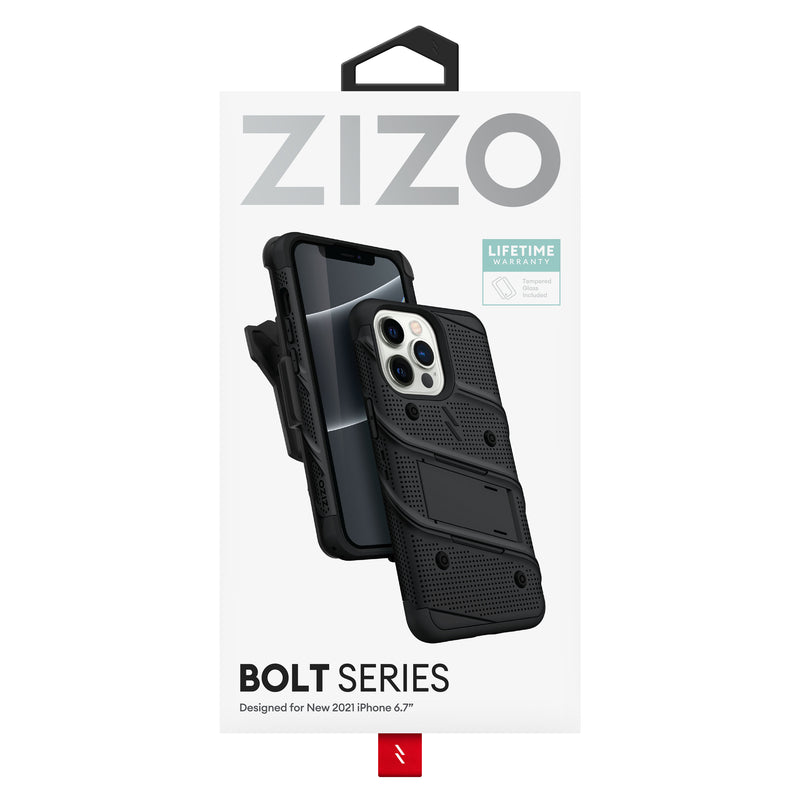 Load image into Gallery viewer, ZIZO BOLT Bundle iPhone 13 Pro Max Case - Black
