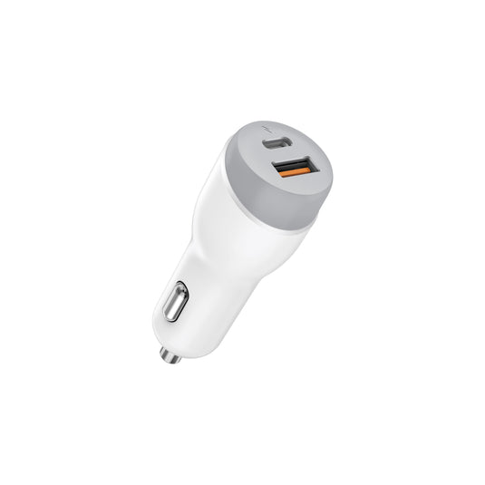 ZIZO PowerVault 30W Dual Port Car Charger Bundle + Lightning to USB-C Cable + USB-A Adapter - White