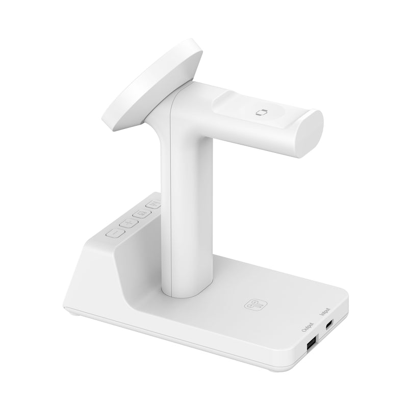 Load image into Gallery viewer, Nimbus9 Qi2 Wireless Charging Alarm Clock Stand MagSafe &amp; Watch Compatible - White
