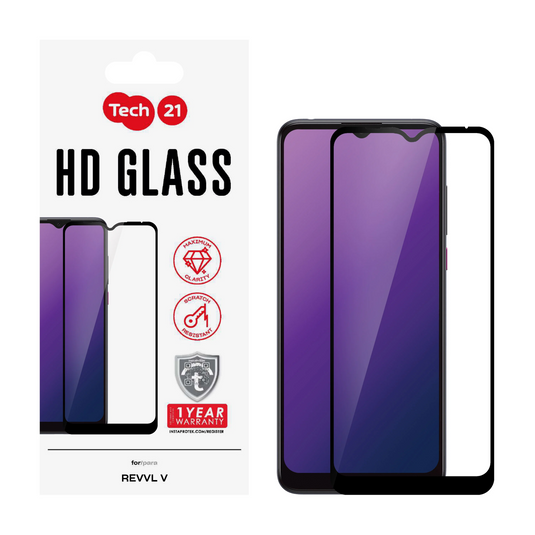 Tech21 Tempered Glass Screen Protector for T-Mobile REVVL V - Black
