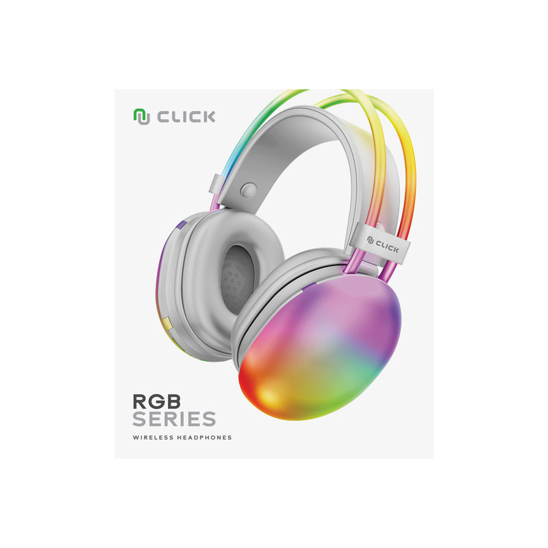 Load image into Gallery viewer, CLICK RGB Wireless Over-ear Headphones - White
