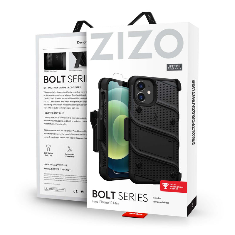 Load image into Gallery viewer, ZIZO BOLT Series iPhone 12 Mini Case - Black
