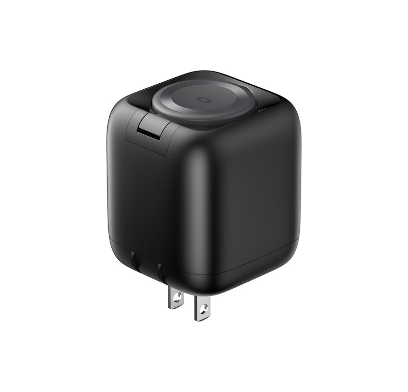 Load image into Gallery viewer, ZIZO PowerVault Cube 65W GaN Travel Charger with Smartwatch Dock  Retractable Cable, and Multi-Port Fast Charging - Space Black
