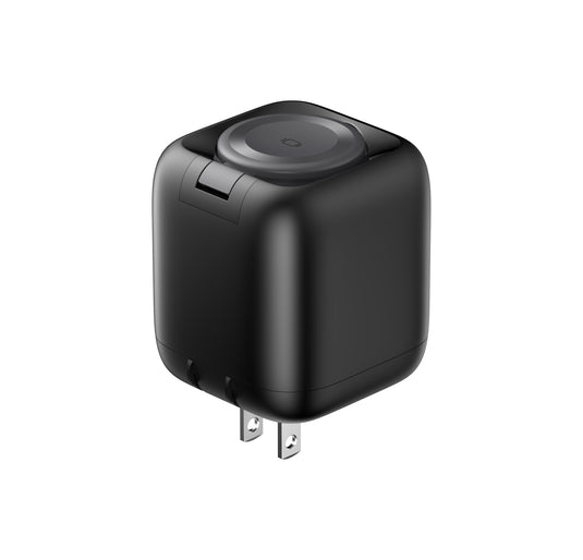 ZIZO PowerVault Cube 65W GaN Travel Charger with Smartwatch Dock  Retractable Cable, and Multi-Port Fast Charging - Space Black