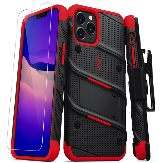 ZIZO BOLT Series iPhone 12 / iPhone 12 Pro Case - Black & Red