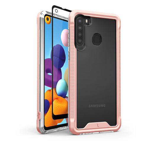 ZIZO ION Series Samsung Galaxy A21 Case - Rose Gold & Clear