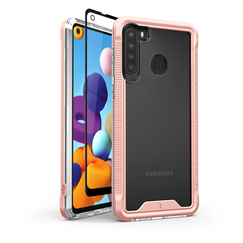 Load image into Gallery viewer, ZIZO ION Series Samsung Galaxy A21 Case - Rose Gold &amp; Clear
