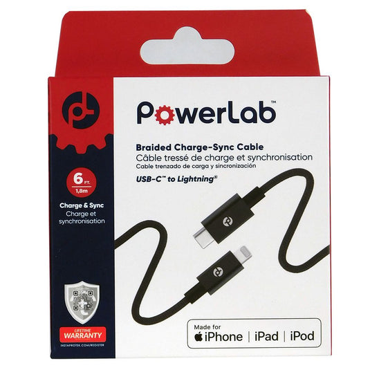 PowerLab 6FT USB-C to Lightning Cable - Black