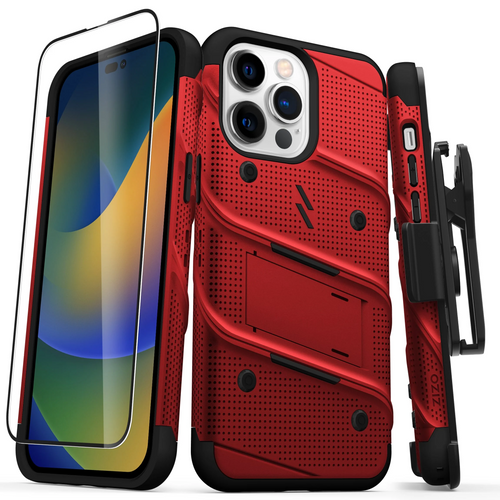 ZIZO BOLT Bundle iPhone 14 Pro Max (6.7) Case with Tempered Glass - Red iPhone 14 Pro Max (6.7) Red & Black