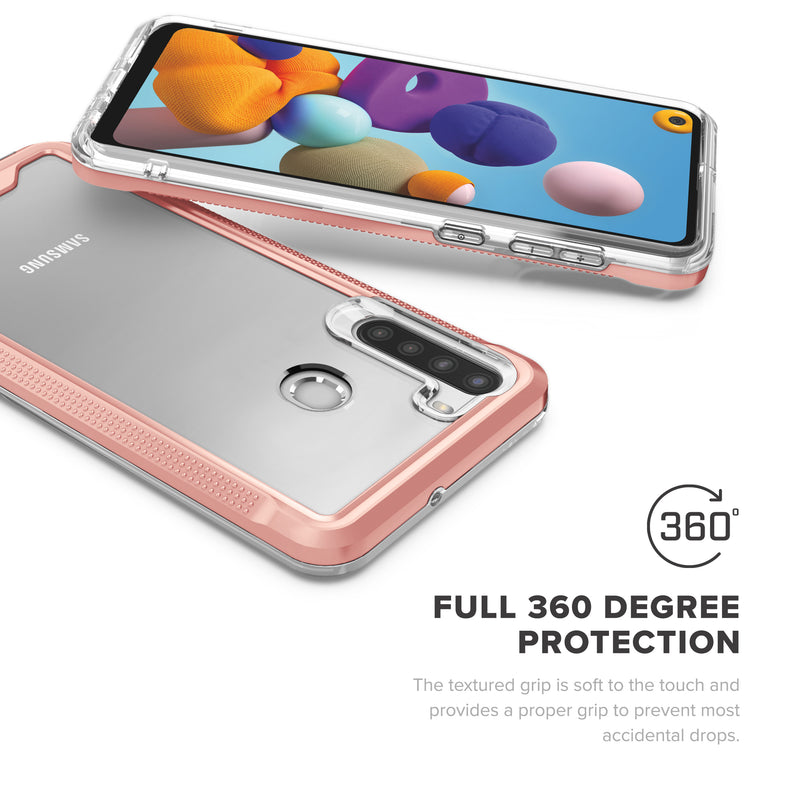 Load image into Gallery viewer, ZIZO ION Series Samsung Galaxy A21 Case - Rose Gold &amp; Clear
