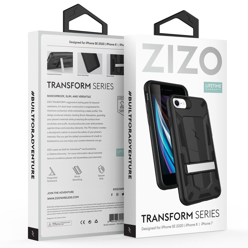 Load image into Gallery viewer, ZIZO TRANSFORM Series Case for iPhone SE (3rd and 2nd gen)/8/7 - Black
