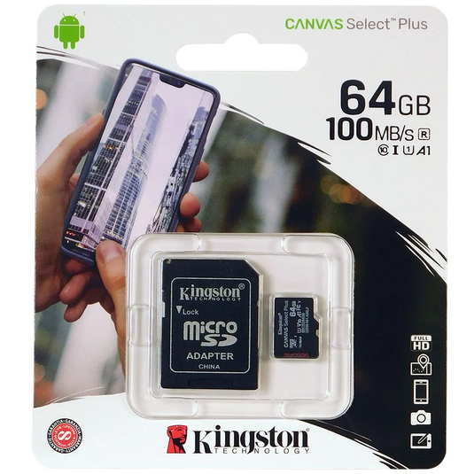 Kingston 64GB microSD Canvas Select Plus Memory Card + Adapter (SDCS2/64GB)