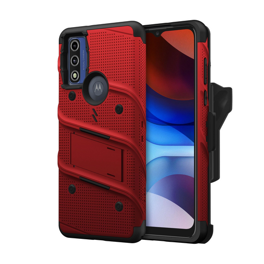 ZIZO BOLT Bundle Moto G Pure Case with Tempered Glass - Red & Black Moto G Pure Red & Black