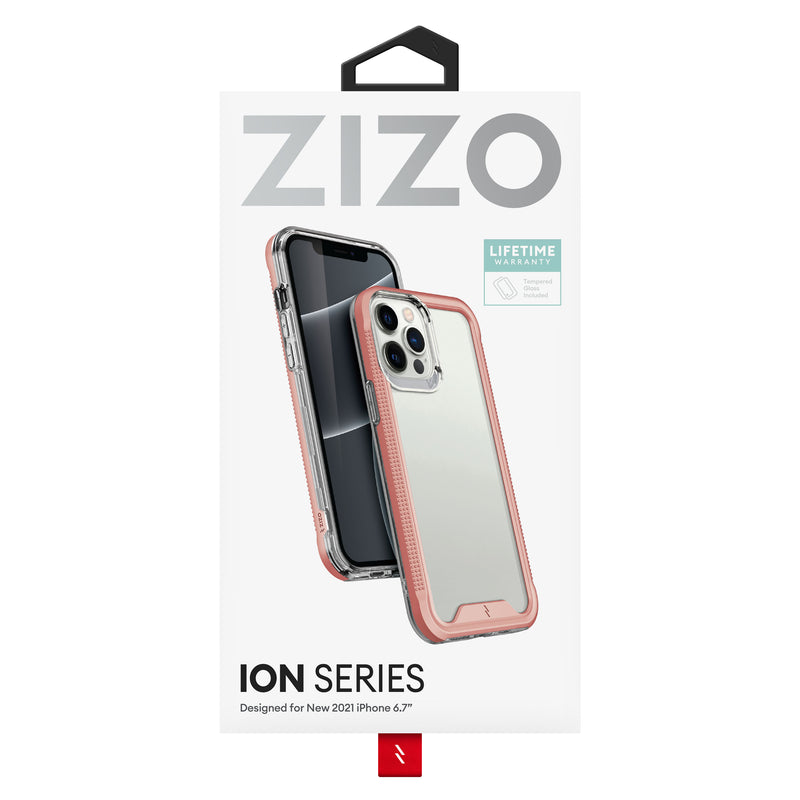 Load image into Gallery viewer, ZIZO ION Series iPhone 13 Pro Max Case - Rose Gold &amp; Clear
