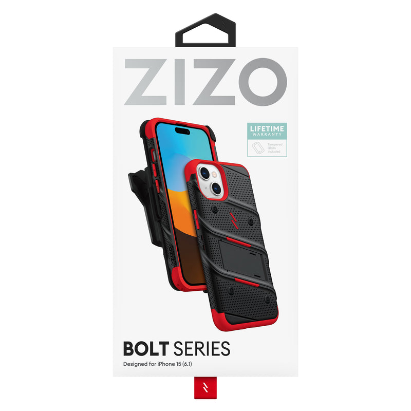 Load image into Gallery viewer, ZIZO BOLT Bundle iPhone 15 Case - Red
