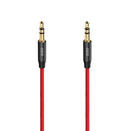 ZIZO 3.5 mm Male to Male Stereo Audio Aux Cable - Black & Red