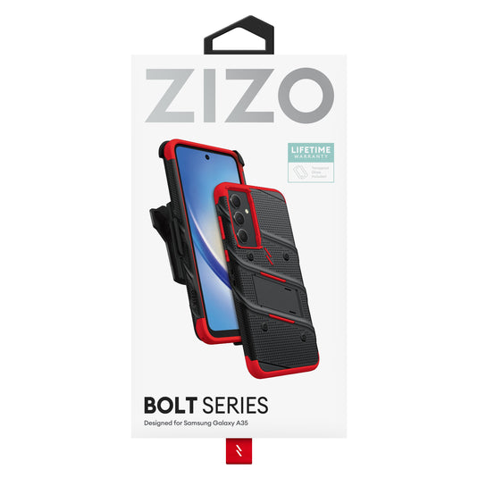 ZIZO BOLT Bundle Galaxy A35 Case - Black / Red