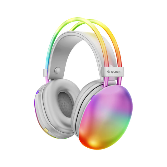 CLICK RGB Wireless Over-ear Headphones - White