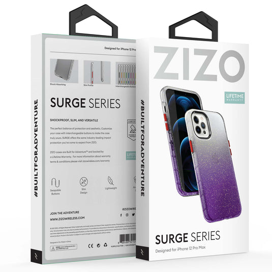 ZIZO SURGE Series iPhone 12 Pro Max Case - Purple Glitter