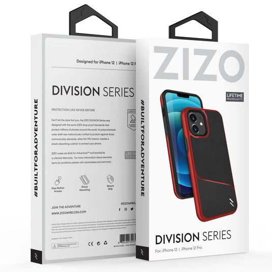 ZIZO DIVISION Series iPhone 12 / iPhone 12 Pro Case - Black & Red