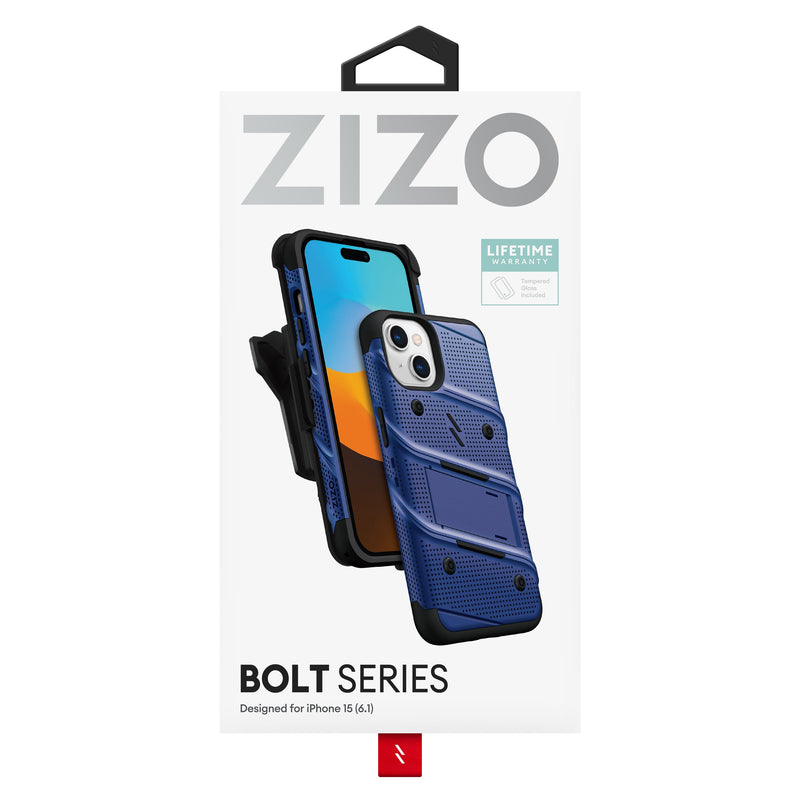 Load image into Gallery viewer, ZIZO BOLT Bundle iPhone 15 Case - Blue
