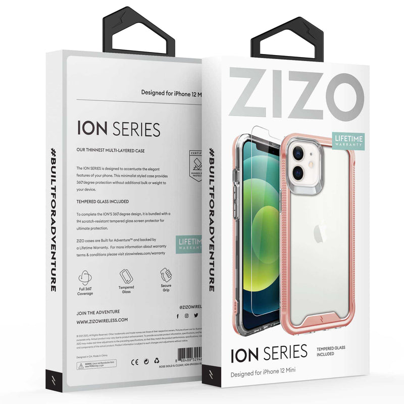 Load image into Gallery viewer, ZIZO ION Series iPhone 12 Mini Case - Rose Gold &amp; Clear
