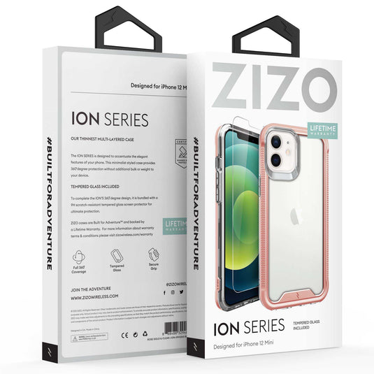 ZIZO ION Series iPhone 12 Mini Case - Rose Gold & Clear