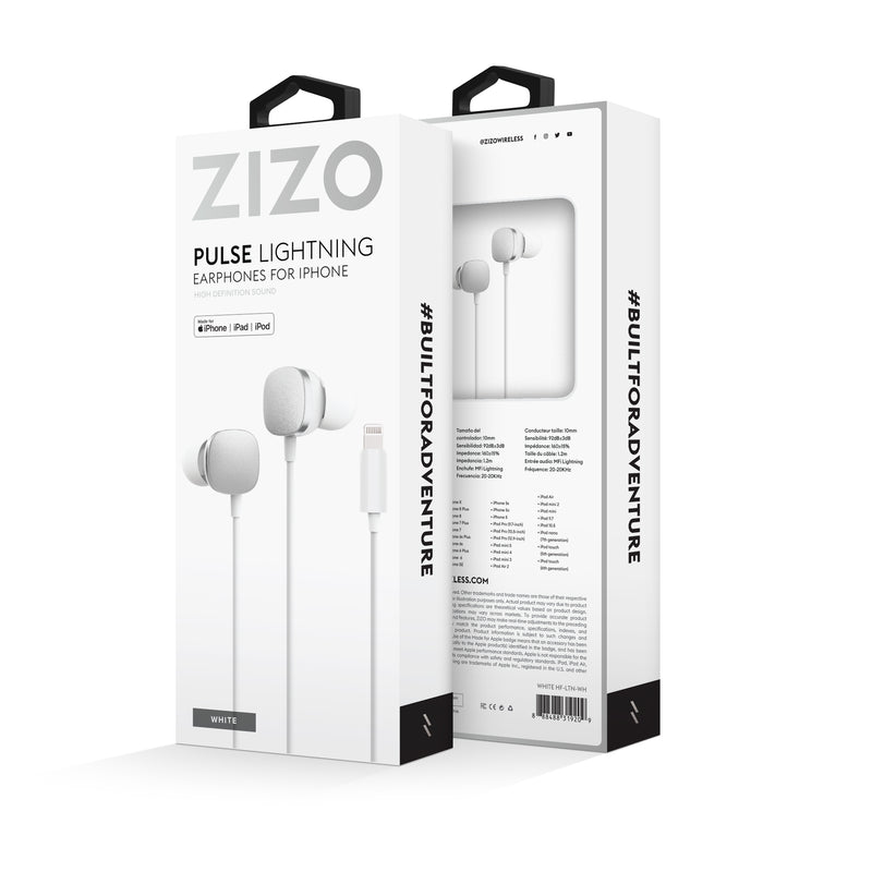 Load image into Gallery viewer, ZIZO Wired Lightning Headphones MFI - White
