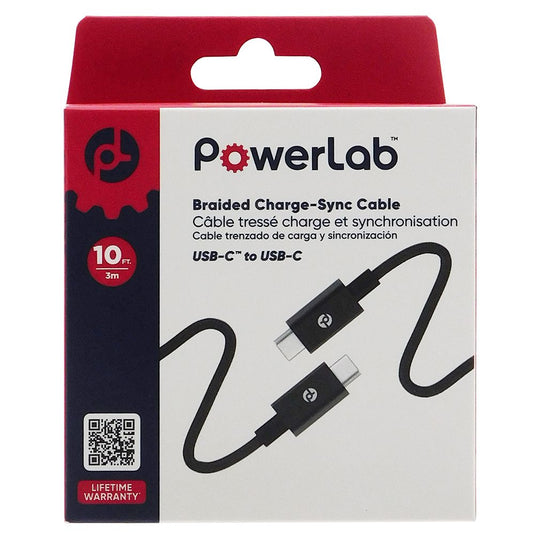 PowerLab 10FT USB-C to USB-C Cable - Black