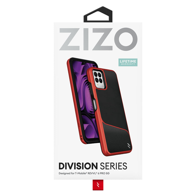 Load image into Gallery viewer, ZIZO DIVISION Series T-Mobile REVVL 6 Pro 5G Case - Black &amp; Red
