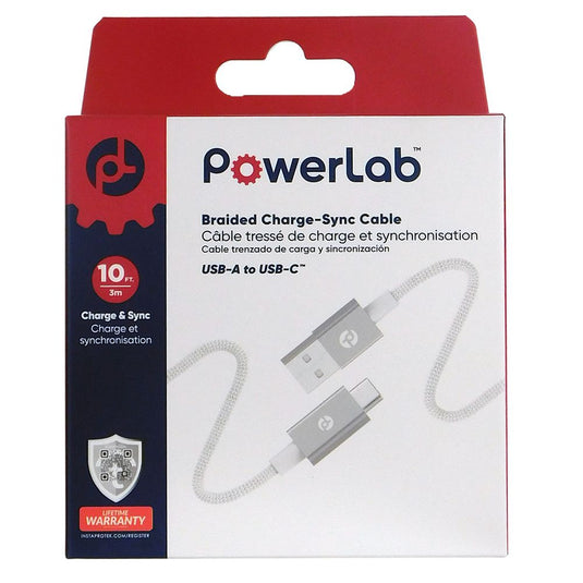 PowerLab 10FT USB-A to USB-C Cable - White