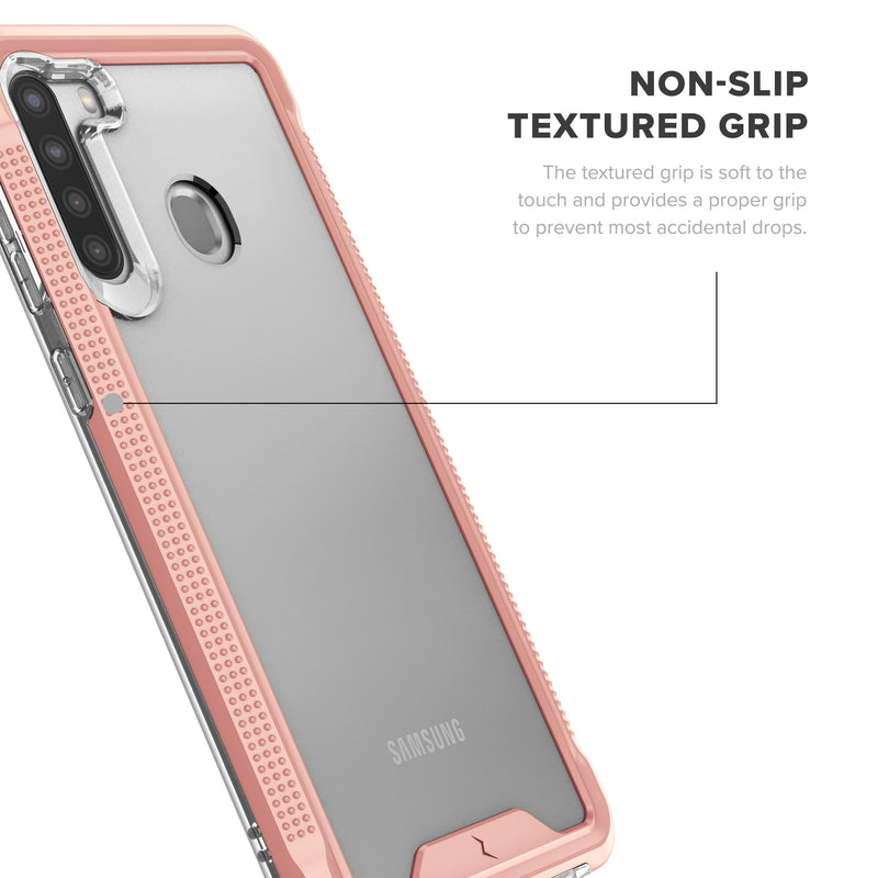 Load image into Gallery viewer, ZIZO ION Series Samsung Galaxy A21 Case - Rose Gold &amp; Clear
