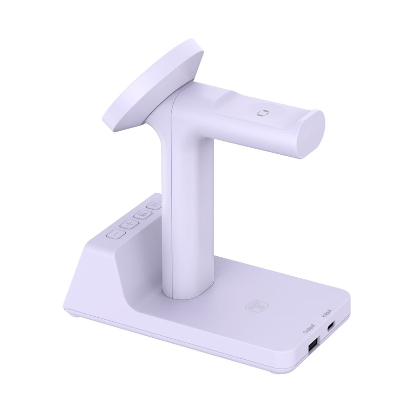 Load image into Gallery viewer, Nimbus9 Qi2 Wireless Charging Alarm Clock Stand MagSafe &amp; Watch Compatible - Lavender
