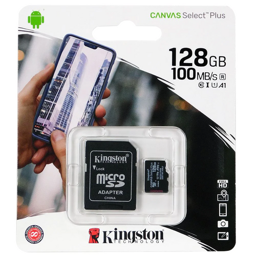 Kingston 128GB microSD Canvas Select Plus Memory Card + Adapter (SDCS2/128GB)