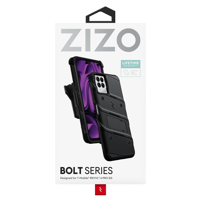 Load image into Gallery viewer, ZIZO BOLT Bundle T-Mobile REVVL 6 Pro 5G Case - Black
