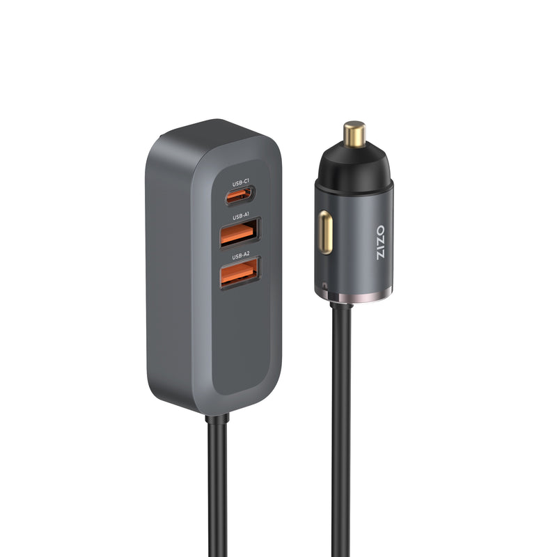 Load image into Gallery viewer, ZIZO PowerVault 4-Port Car Charging Hub with Extended Reach (100W) - Black
