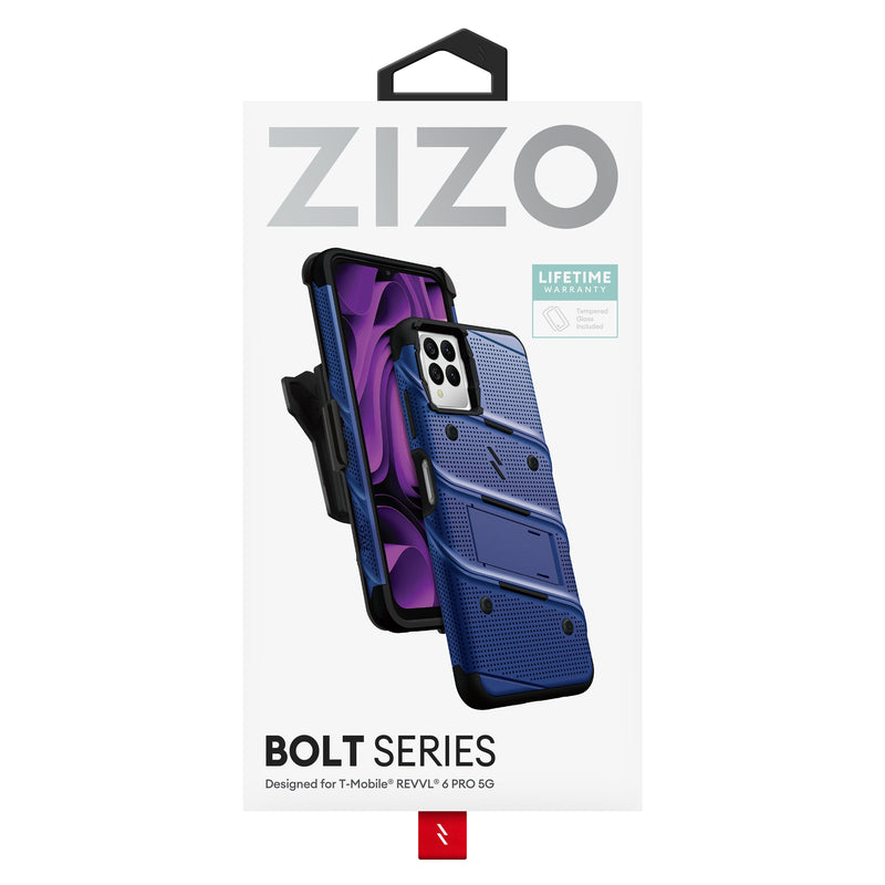 Load image into Gallery viewer, ZIZO BOLT Bundle T-Mobile REVVL 6 Pro 5G Case - Blue
