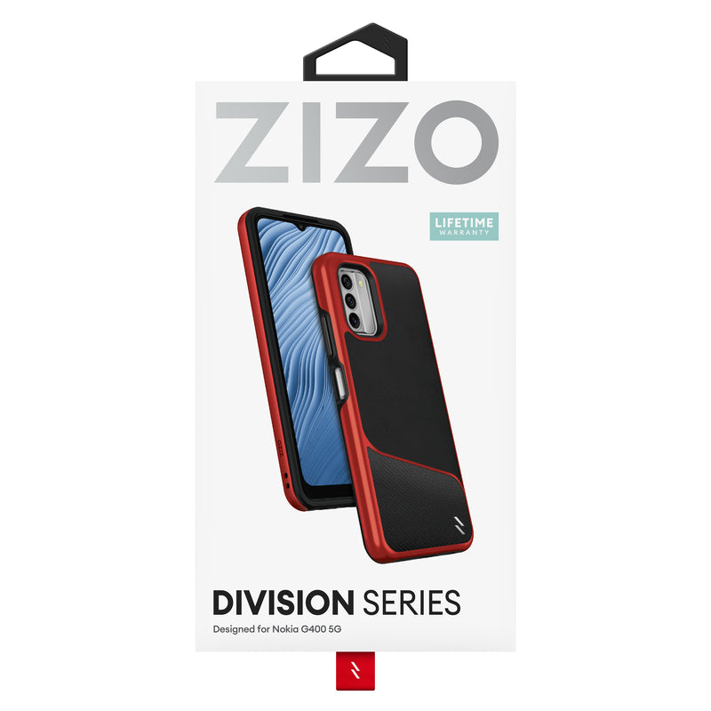 Load image into Gallery viewer, ZIZO DIVISION Series Nokia G400 5G Case - Black &amp; Red
