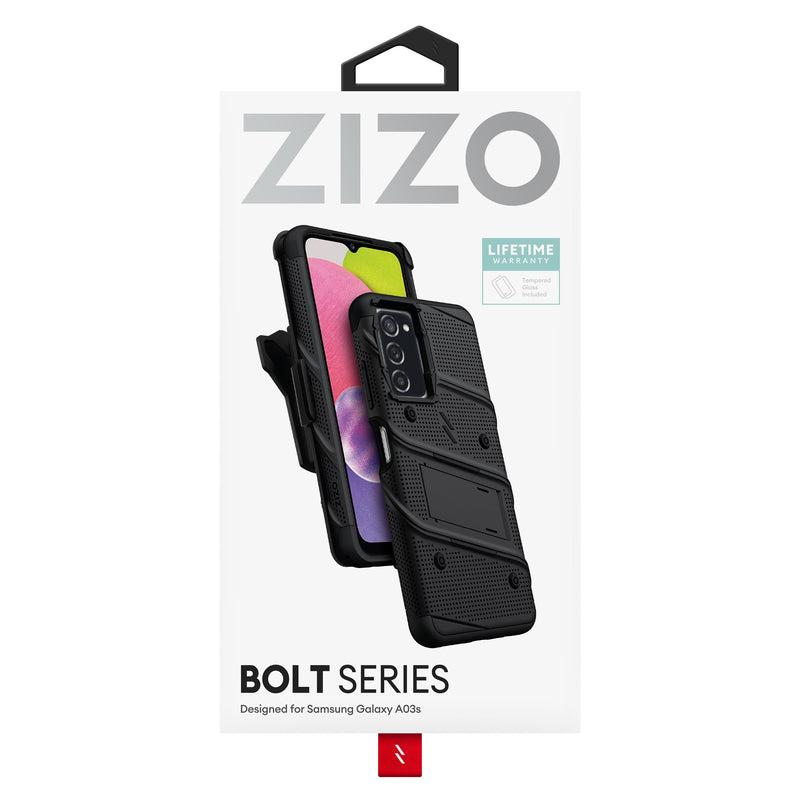 Load image into Gallery viewer, ZIZO BOLT Bundle Galaxy A03s Case - Black
