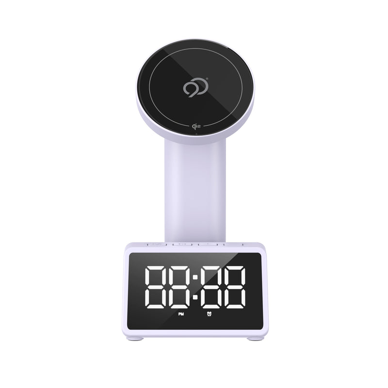 Load image into Gallery viewer, Nimbus9 Qi2 Wireless Charging Alarm Clock Stand MagSafe &amp; Watch Compatible - Lavender
