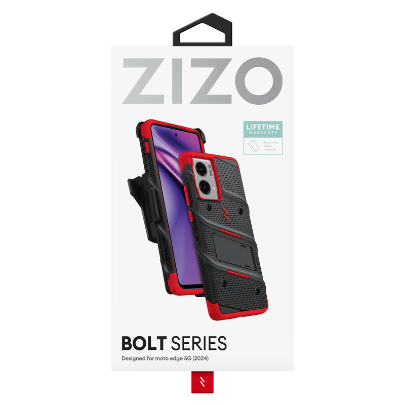 Load image into Gallery viewer, ZIZO BOLT Bundle moto edge 5G (2024) Case - Black / Red
