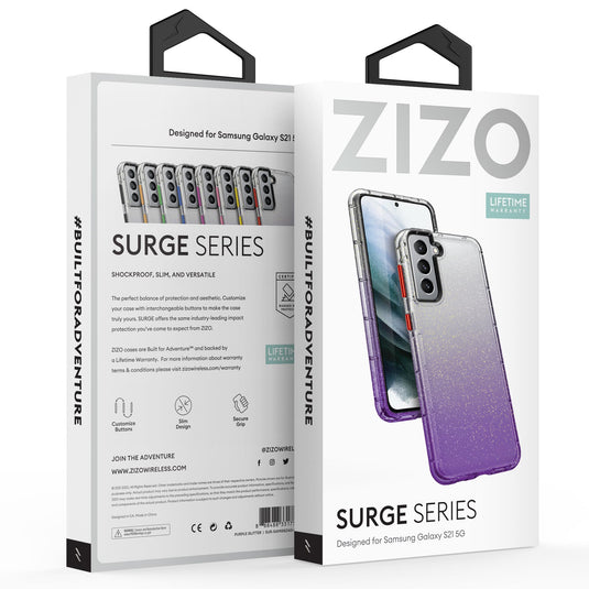 ZIZO SURGE Series Galaxy S21 5G Case - Purple Glitter